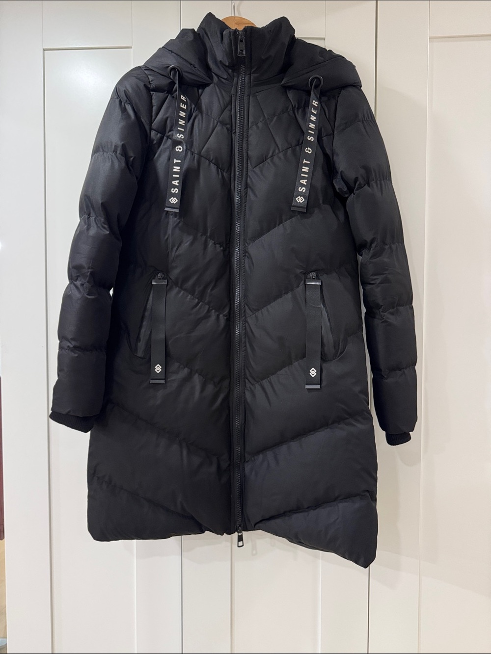 Women's Black Quilted Puffer Coat with Hood